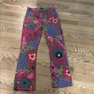 MOTHER Insider Flood Patch Pocket Jeans 27 Psych Floral Crop Bootcut Rare Print